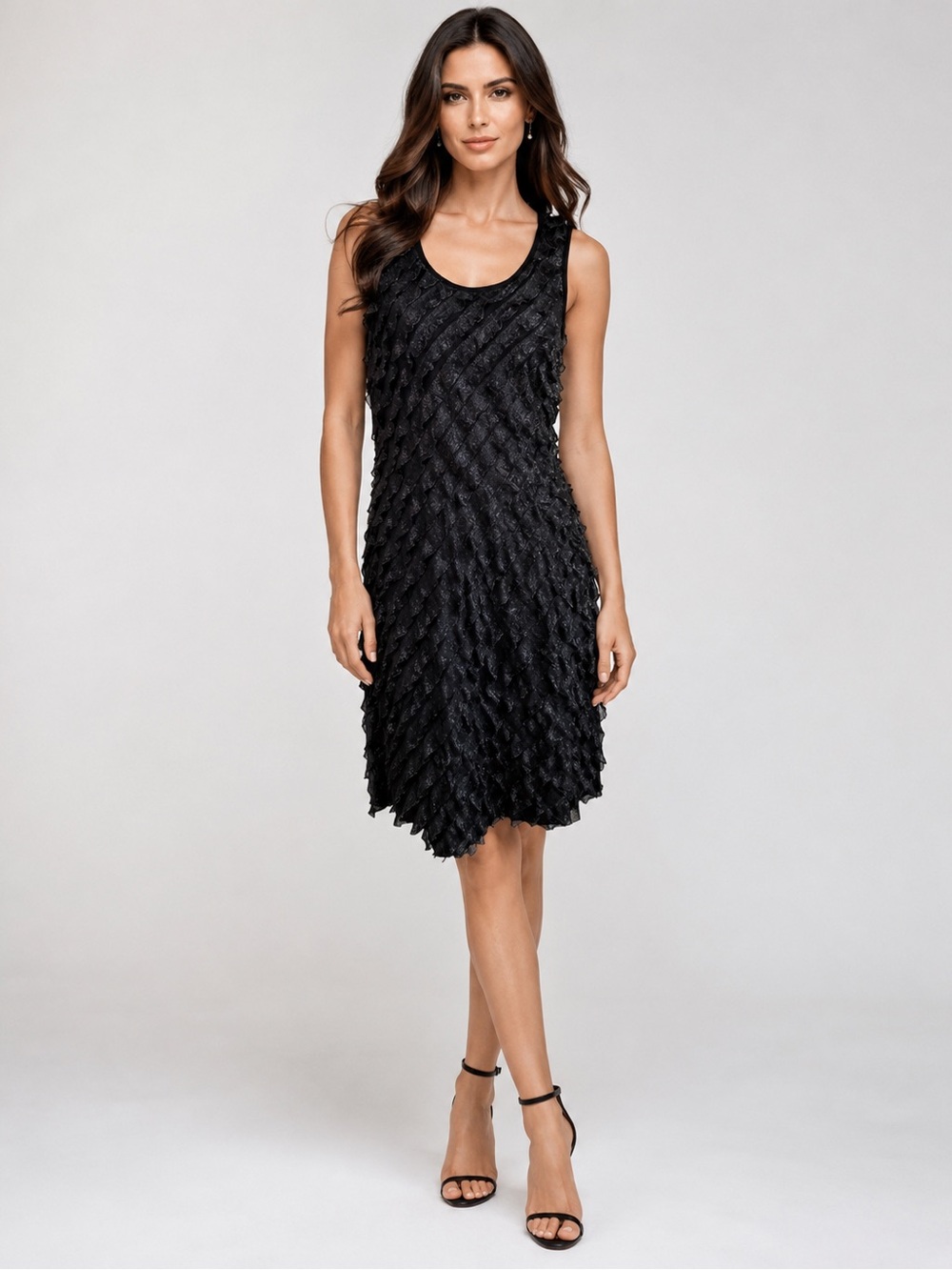 NY Collection Black Textured Sleeveless Dress Large